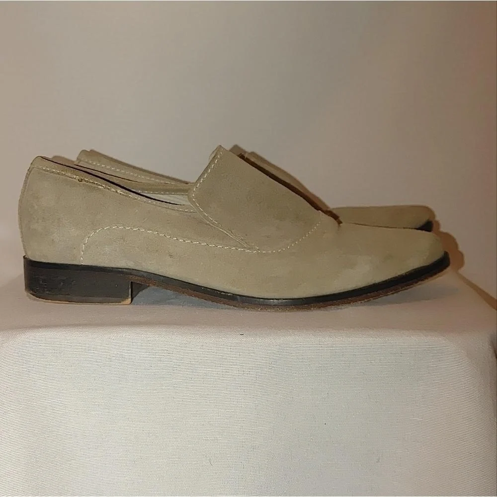 Free People Brady Slip On Loafer Pointed Suede Taupe Tan 38.5 Distressed Leather